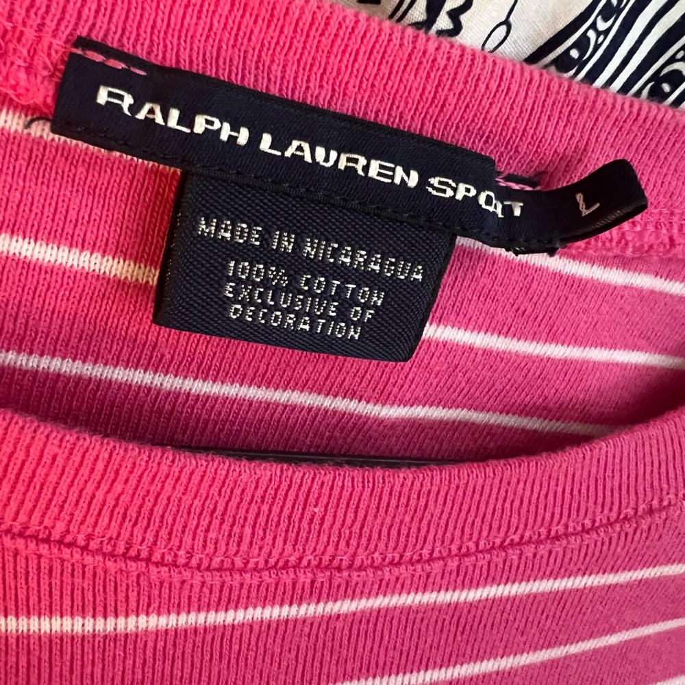 Ladies Ralph Lauren pink stripe long sleeve top - Picture 3 of 3